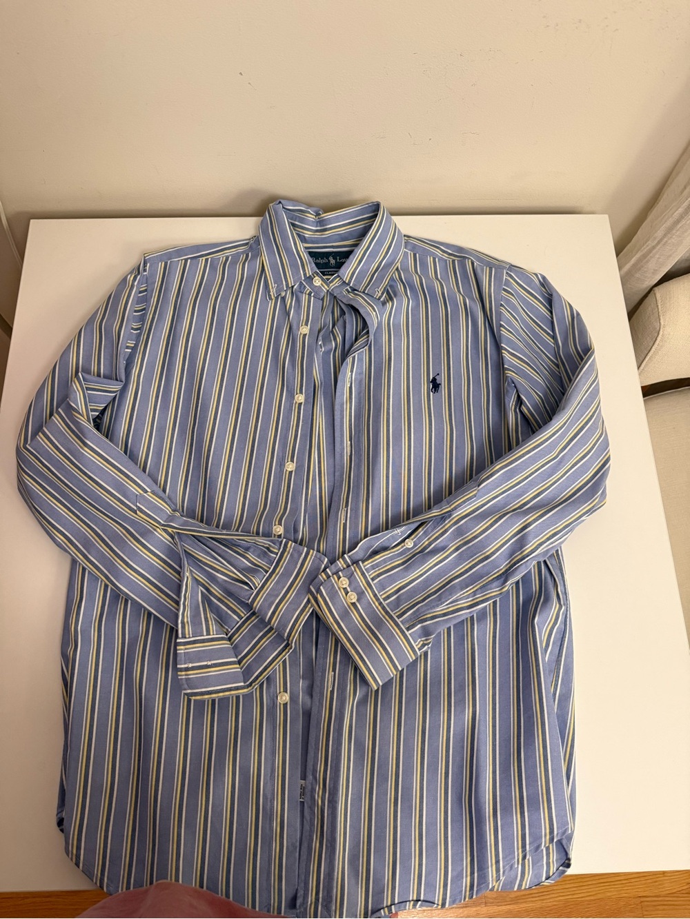 Ralph Lauren Light Blue, White & Yellow Striped Dress Shirt